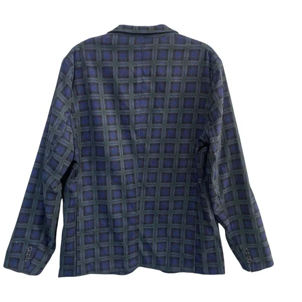 TAILORBYRD Men Sports Coat Sz L/42R Blue Unconstructed Shadowplaid Short Texture